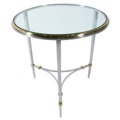 Steel and Brass Round Side or Center Table