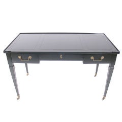 *Neoclassical Desk by Baker in Black Lacquer and Brass