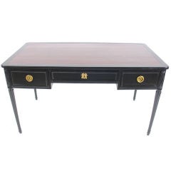 French Black Lacquer Desk with Red Leather Top