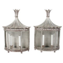 Pair of Silver Leafed Asian Form Sconces
