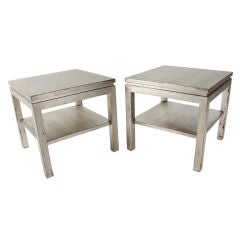 Pair of Clean Lined Silver Leaf End Tables