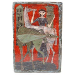 Modernist Italian Pottery Plaque by Giovanni Pettuco Modernist Italian Pottery Plaque by Giovanni Pettuco