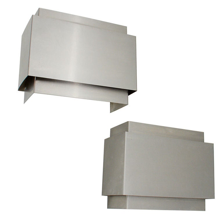 Minimalist Brushed Metal Sconces For Sale