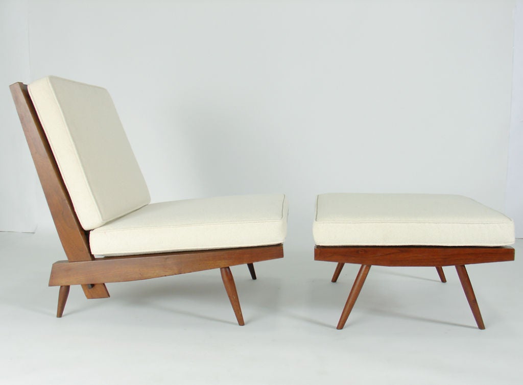 Mid-20th Century George Nakashima Lounge Chair and Ottoman