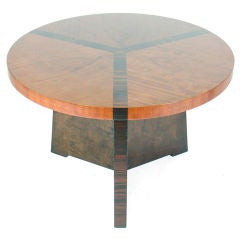 Round Art Deco Lamp Table with Rosewood Details