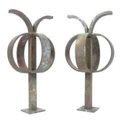 Pair of Sculptural Bronze Andirons 5