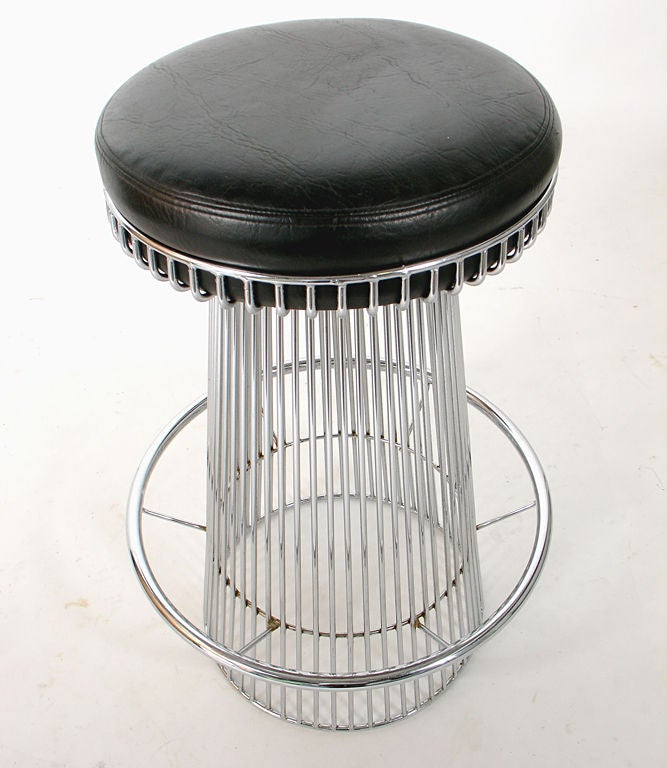 Pair of Sculptural Chrome Bar Stools after Warren Platner