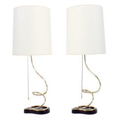 Whimsical Brass Lamps after Jean Royere