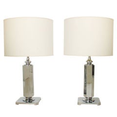 Impressive Pair of 1930
s Art Deco Chrome Plated Lamps