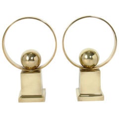 Modern Brass Sphere Andirons