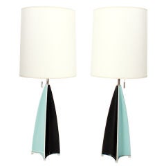 Pair of Sculptural Ceramic Lamps designed by Gerald Thurston