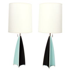 Vintage Pair of Sculptural Ceramic Lamps designed by Gerald Thurston