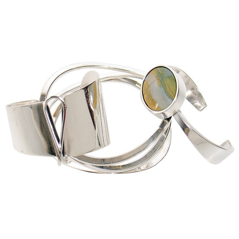 Modernist Sterling Silver Bracelet For Sale at 1stDibs