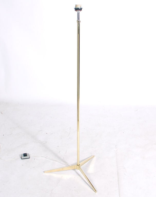 Plated Sculptural Brass Floor Lamp by Paul McCobb for Excelsior