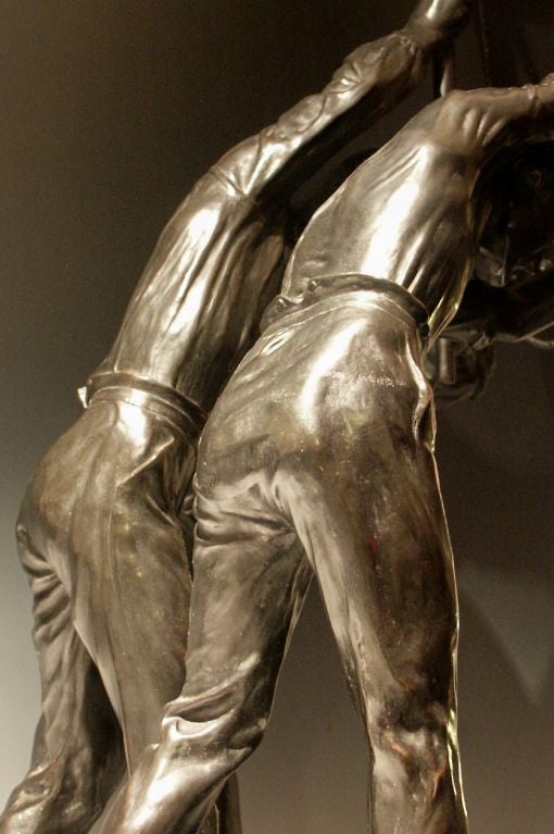 Monumental Worker Bronze Sculpture Industrial Revolution For Sale 5