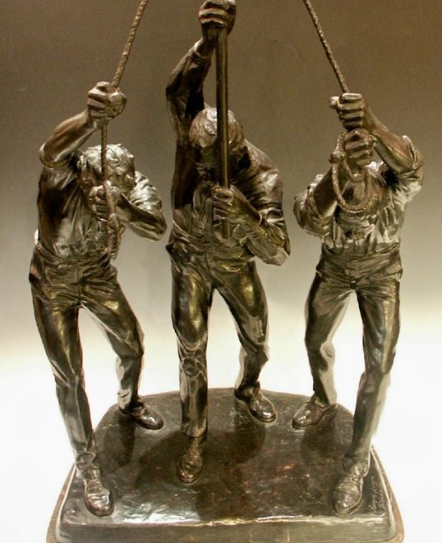 Monumental Worker Bronze Sculpture Industrial Revolution For Sale 1
