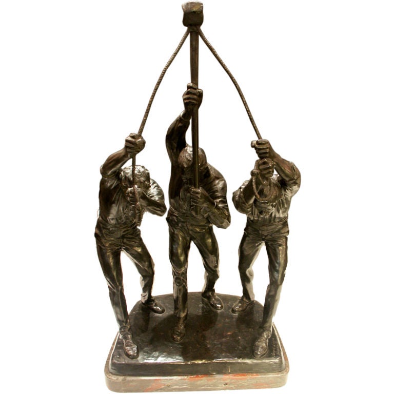 Monumental Worker Bronze Sculpture Industrial Revolution For Sale