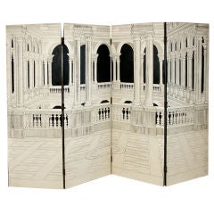 Architectural Trompe L'oeil Painted Room Divider Screen