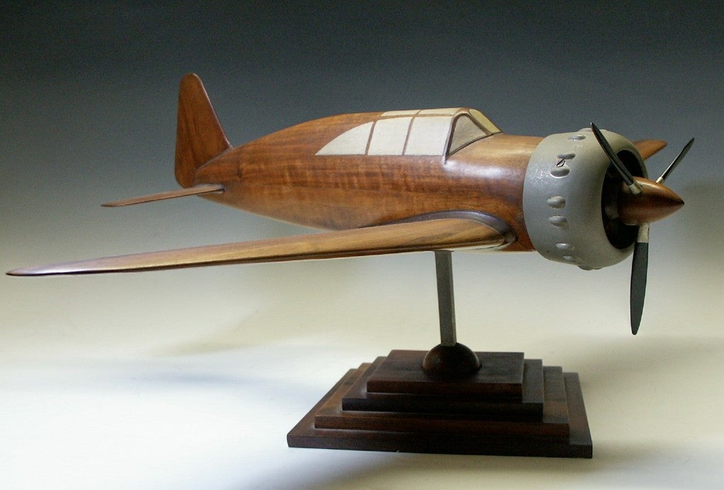 Wood Vintage WWII Fighter Airplane Engineering Test Model For Sale
