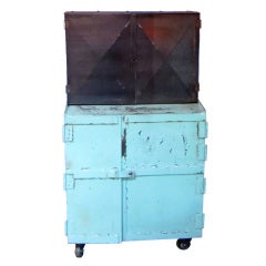 Vintage Industrial Stepback Steel Cabinet