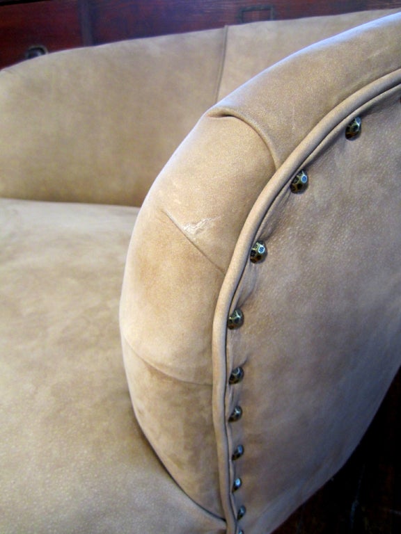 Leather Low Club Chair In Good Condition For Sale In Spokane, WA