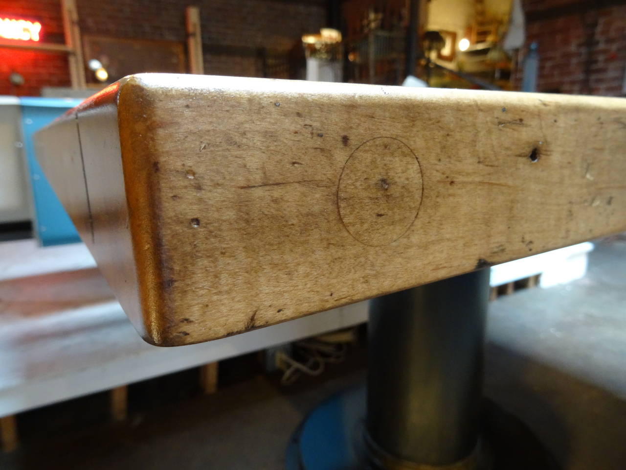 20th Century Maple-Top Industrial Table