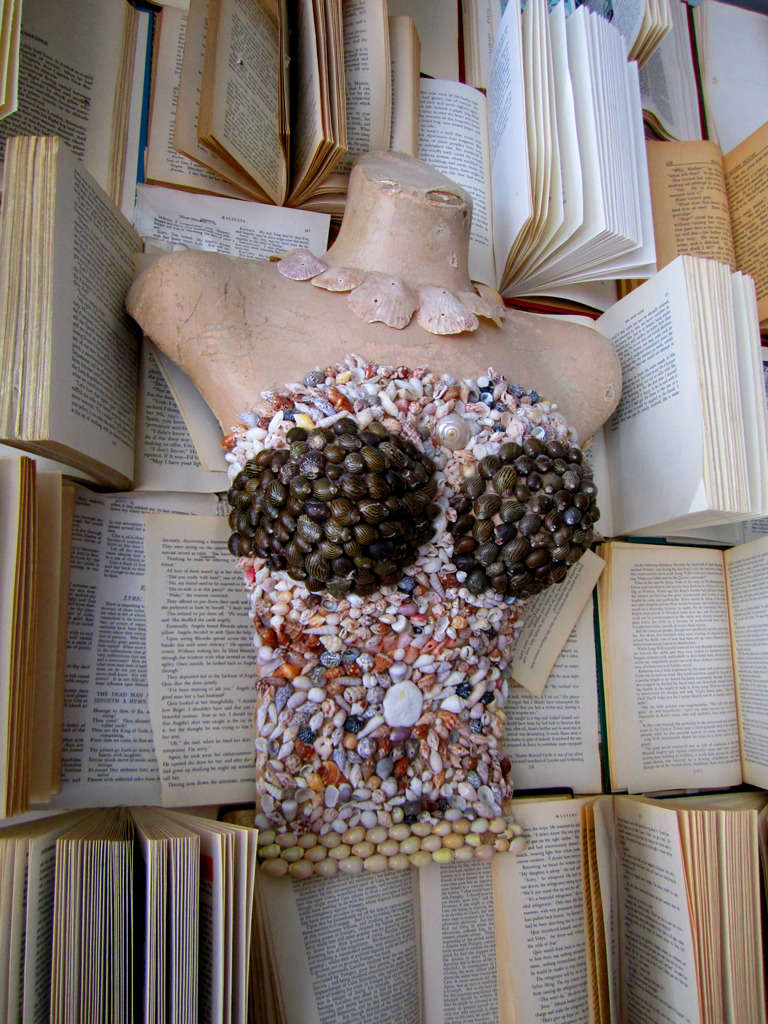 Folk Art, charming, sea shell bust.  Meticulously, and thoughtfully created.