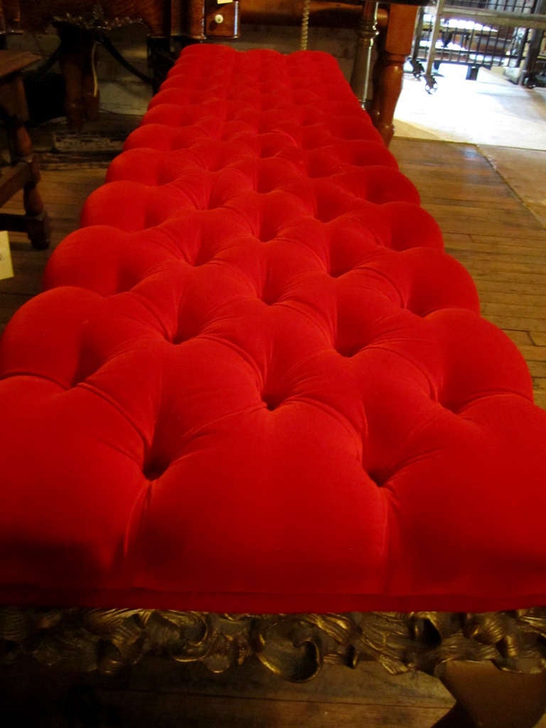 Red Tufted Bench 1