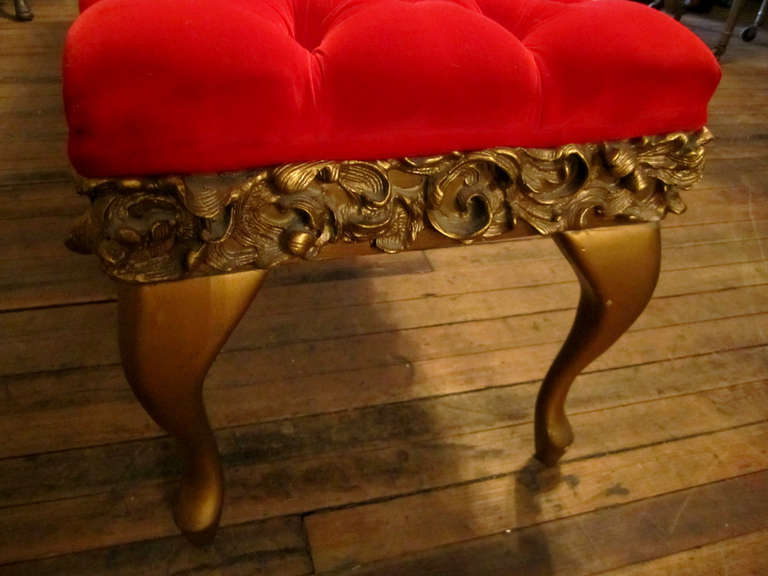 Red Tufted Bench 2