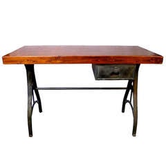 Antique Industrial Table with Cast Iron Legs