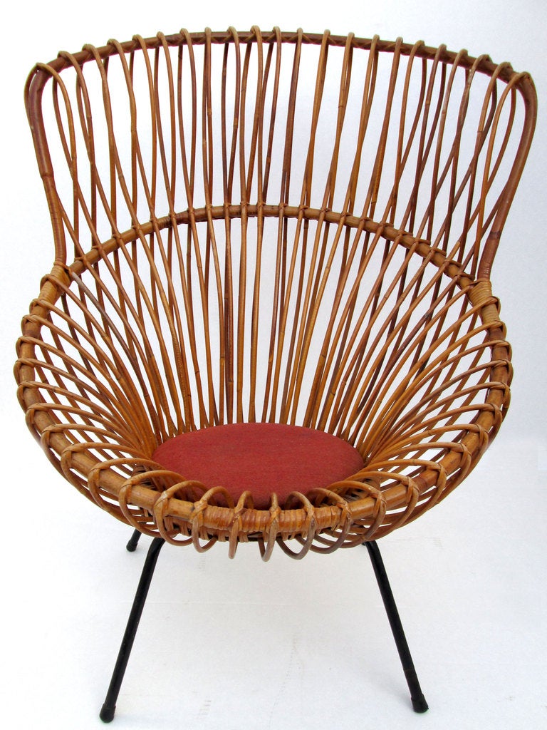 Italian margherita chair with metal legs by Franco Albini for Vittorio Bonacina