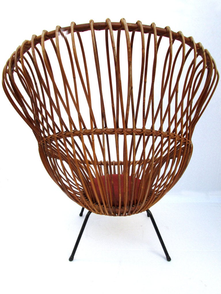 Mid-20th Century margherita chair with metal legs by Franco Albini for Vittorio Bonacina