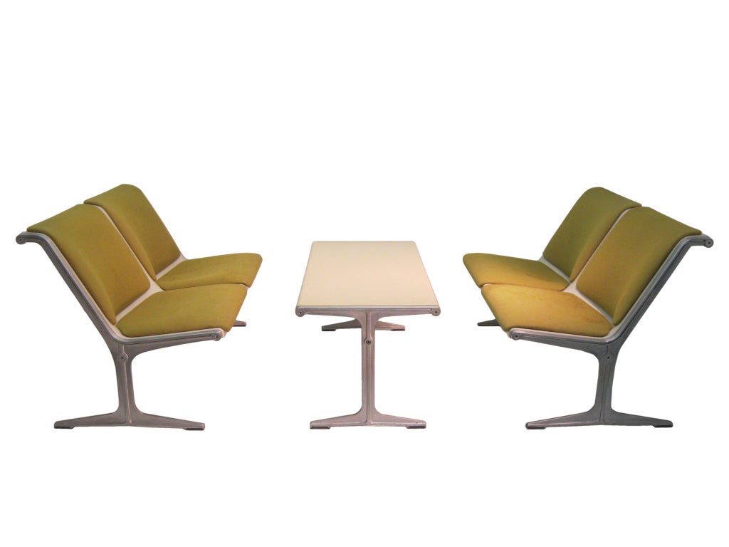 Two-seater benches with coffee table by Friso Kramer