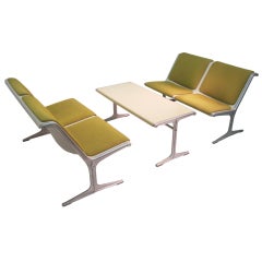 Two-seater benches with coffee table by Friso Kramer