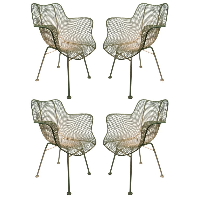 Set of Four Outdoor Chairs by Russell Woodard For Sale