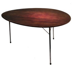 Vintage 3 legged rosewood egg table by Arne Jacobsen for Fritz Hansen
