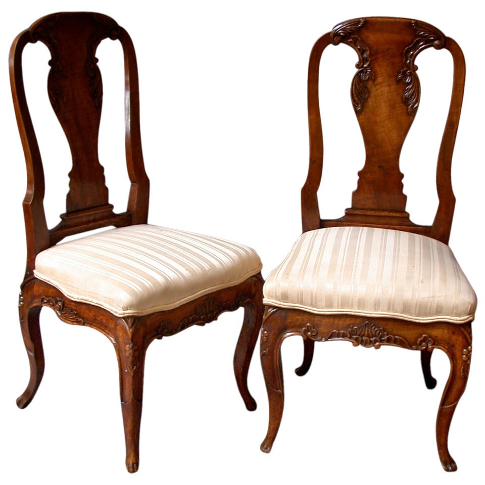 Remarkable Pair of 18th Century French Canadian Side Chairs