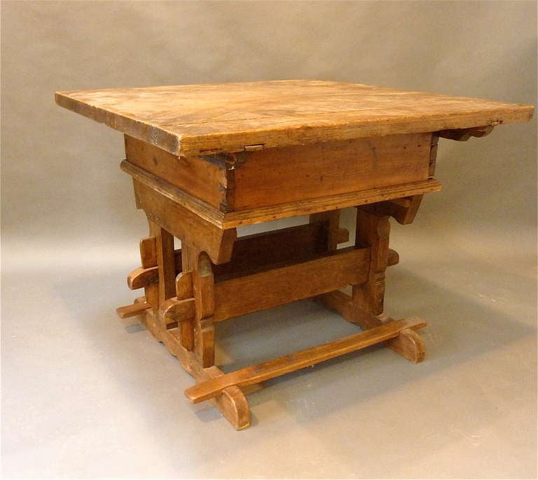 Rare 18th Century Swiss Trestle Table