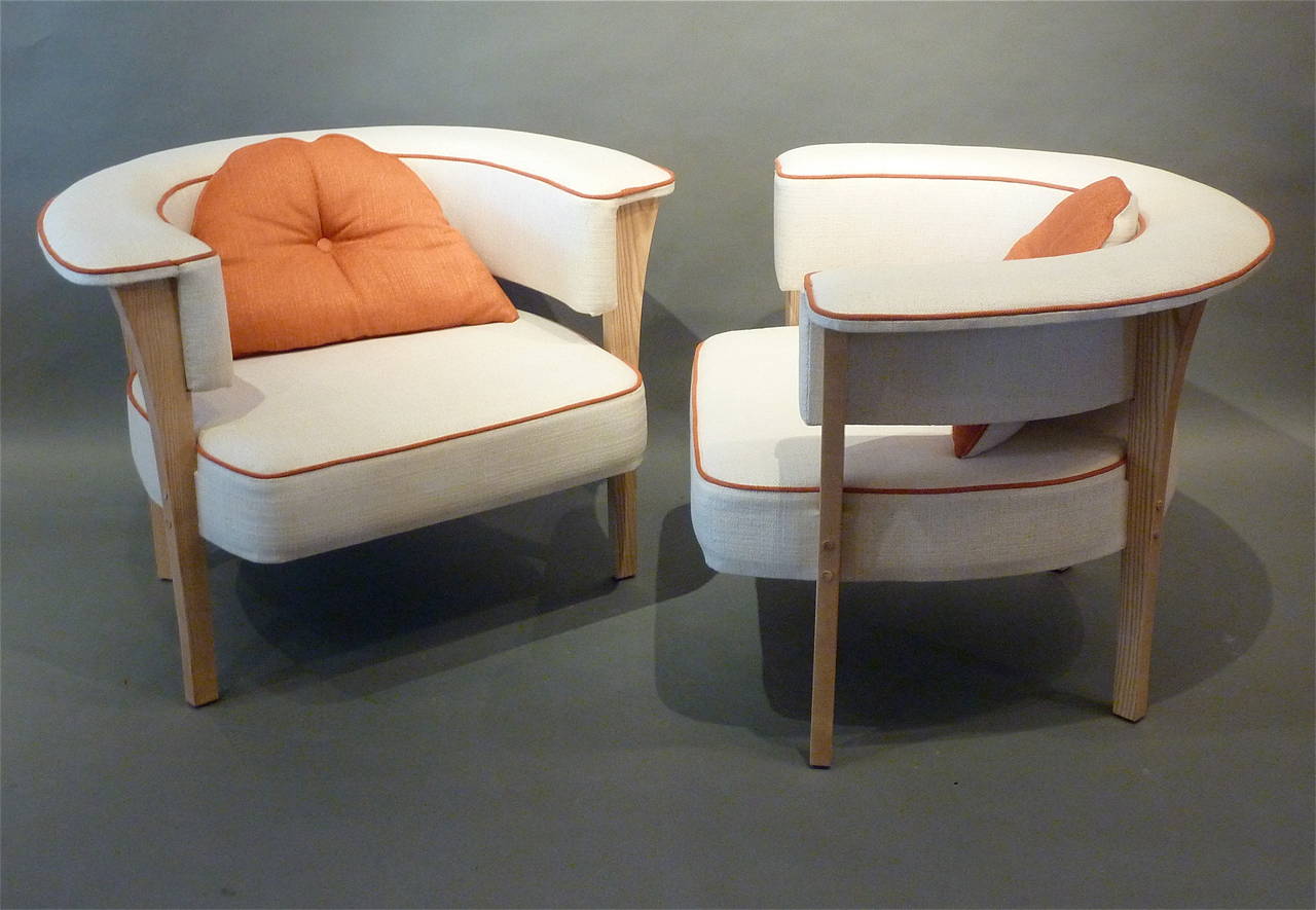 Danish Unusual Pair of Mid-Century Modern Armchairs