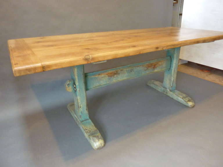 19th Century Scandinavian Painted Trestle Table In Good Condition In Middleburg, VA