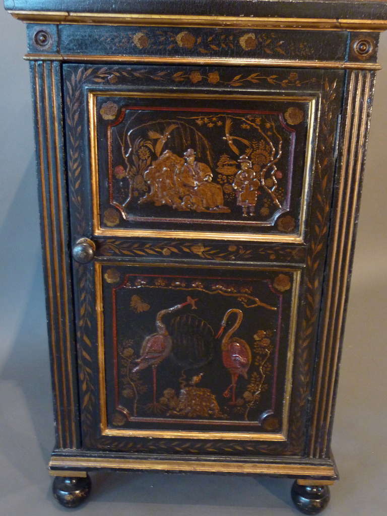 Louis Philippe Mid 19th Century Louis-Philippe Black Lacquered Cabinet