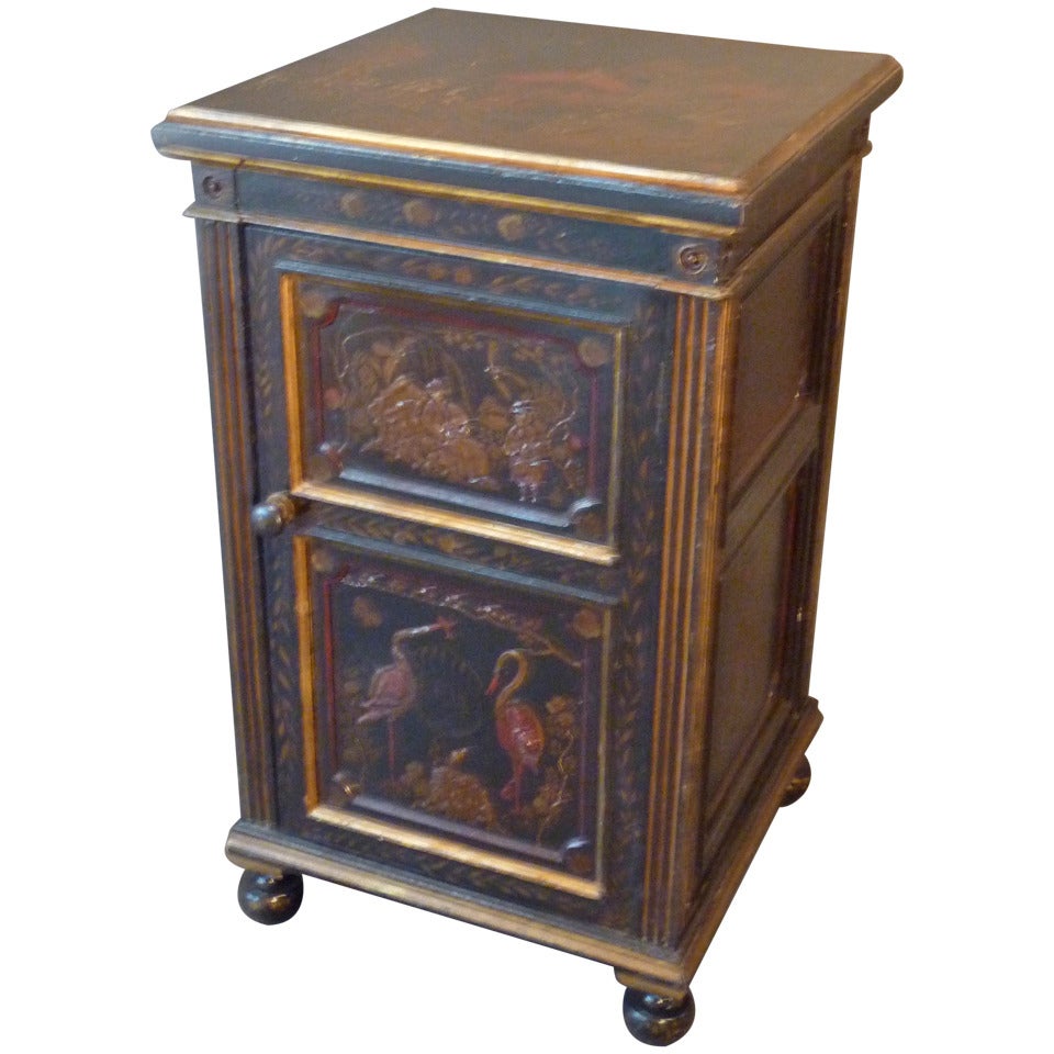Mid 19th Century Louis-Philippe Black Lacquered Cabinet