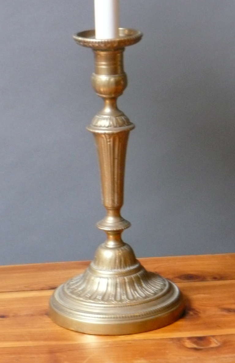 Pair of 19th Century French Provincial Candle Lamps In Good Condition In Middleburg, VA