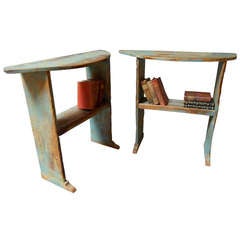 A Small Pair of Rustic Demi-lune Console Tables