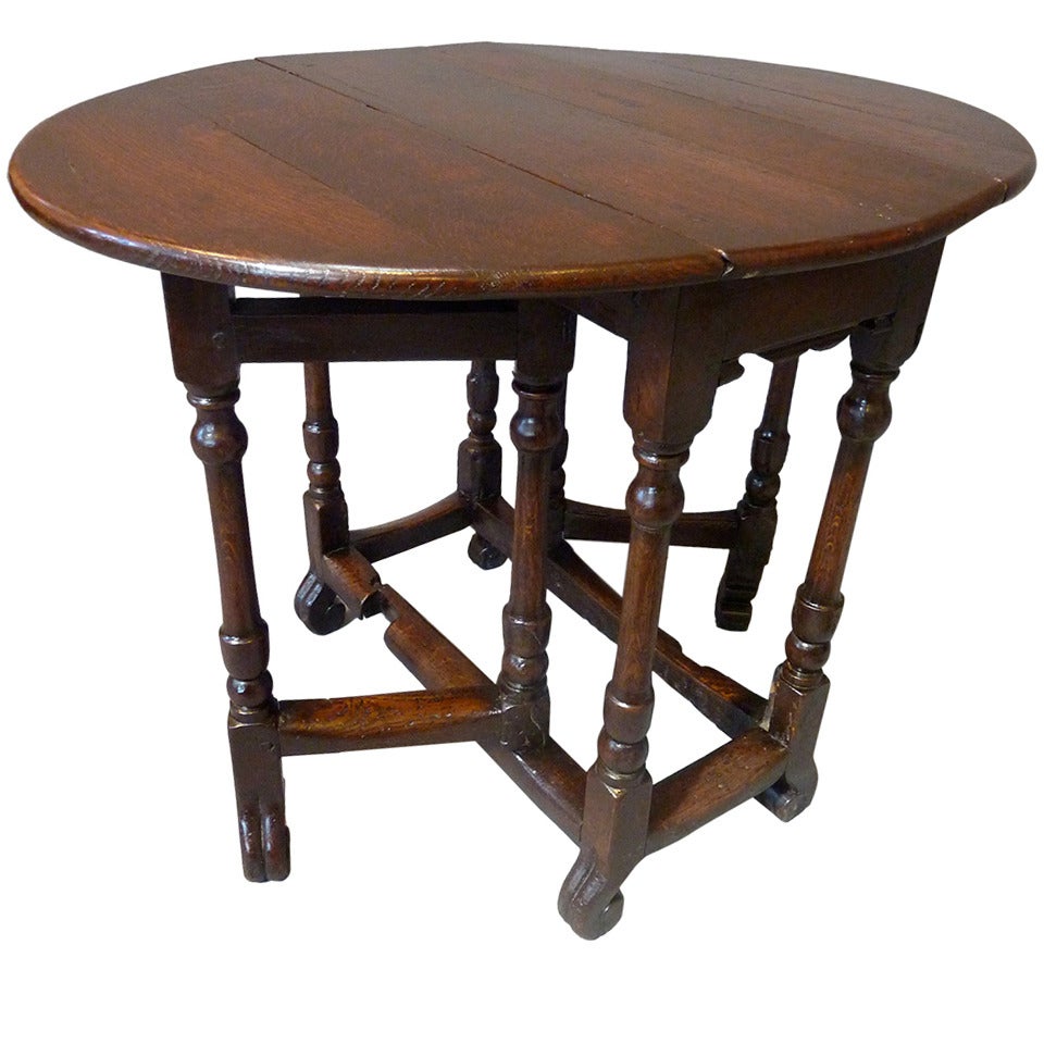 A Small Charles II Period 17th Century Gateleg Table.