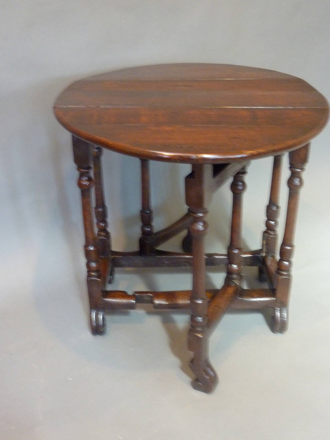 18th Century and Earlier A Small Charles II Period 17th Century Gateleg Table.