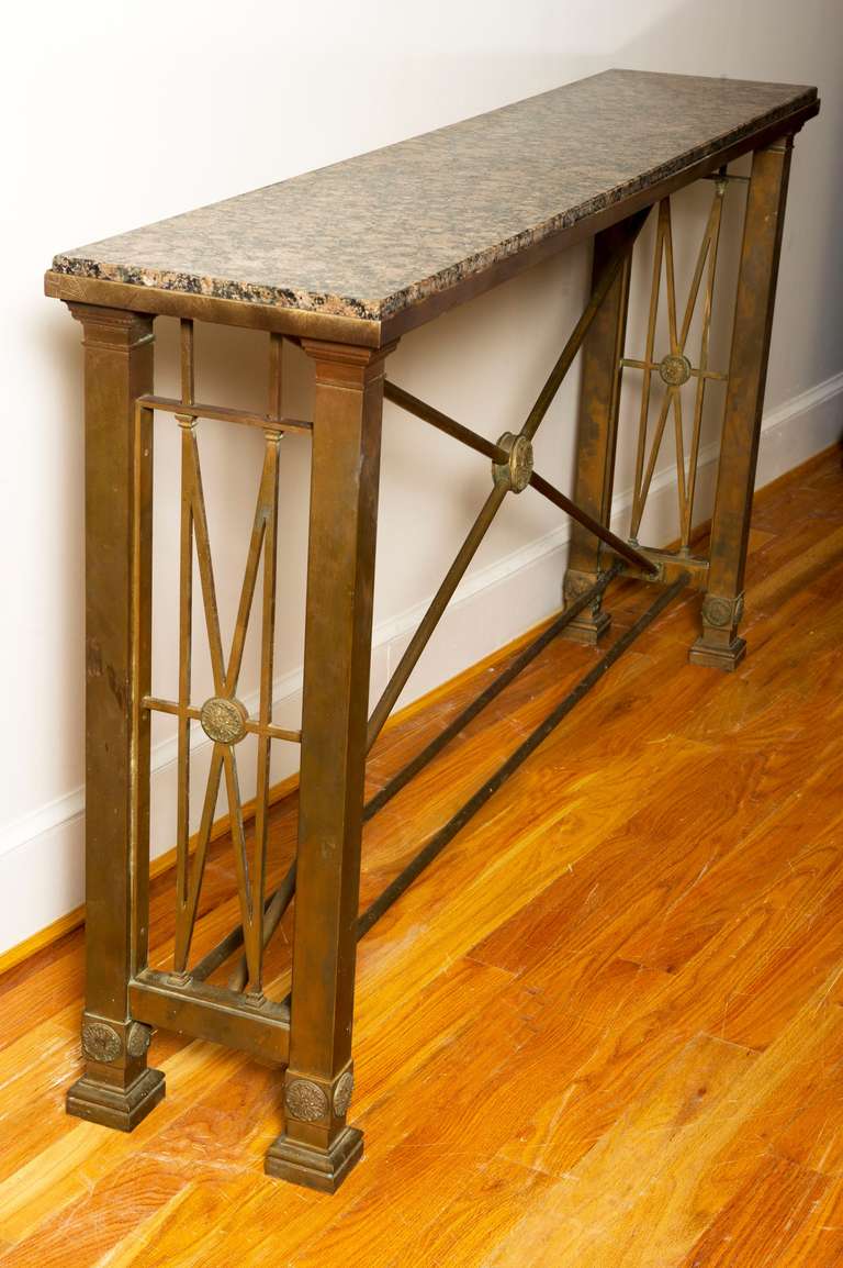 Fine Pair of English Neoclassical Bronze Console Tables