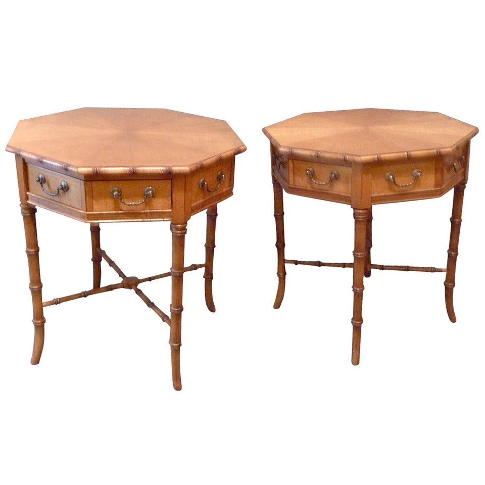Pair of Octagonal Faux Bamboo Side Tables at 1stDibs