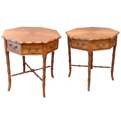 Pair of Octagonal Faux Bamboo Side Tables