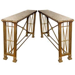 A Fine Pair of English Neoclassical Bronze Console Tables 7